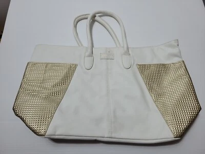 Jimmy Choo Parfums Fragrance Gift White & Gold Double Handle Used Tote Bag Purse - Image 1 of 4