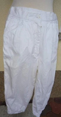 Damen 3/4 Hose weiß Knickerbocker Hose mit Bund am Bein Bundfalten Gr. 84 (40) - Bild 1 von 4