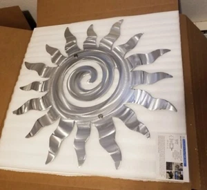 METAL sun WALL SCULPTURE hanging silver Original wall art Abstract Home Decor - Picture 1 of 3