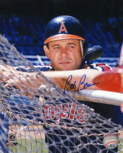 Bob Boone Signed Angels Batting Helmet Pose 8x10 Photo - (SCHWARTZ COA) - Picture 1 of 1