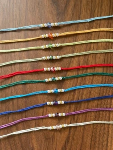 Handmade Crystal Pearl Rakhi Bracelet Cotton Rahkri Ujjwal Silono Raksha Bandhan - Picture 1 of 22