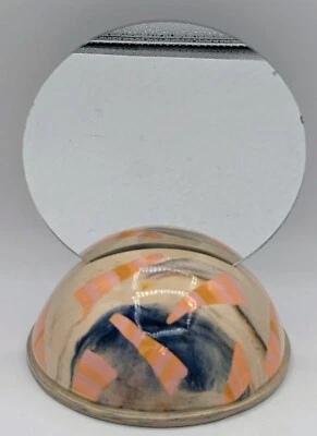 Studio Art Hand Made Nerikomi Clay Base Lydia Kardos Ceramic Mirror Ikebana Vase - Image 1 of 4