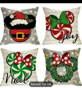 4 X Nuovo Buon Natale Topo Decorativo Copricuscino Lancio 18 x 18 in - Foto 1 di 5