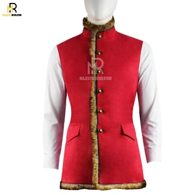 Casaco e colete de couro real fantasia cosplay Papai Noel crônicas de Natal - Imagem 1 de 3