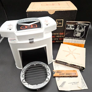 Vintage Veg-o-matic Food Chopper with 2 Blades Box Sharpener Manual  1961 - Picture 1 of 15