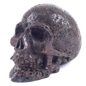 Calavera de cristal tallada en piedra de lava natural de 6,6"" súper realista, curación de Reiki - Imagen 1 de 9