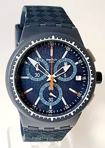 SWATCH, SWISS MADE, GARA BLUE, MEN'S CHRONOGRAPH WATCH, SUSN410, NEW IN BOX - Picture 1 of 6