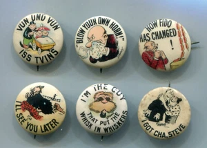 6 botones pinback vintage cómicos de cigarrillos Tokio - Imagen 1 de 4