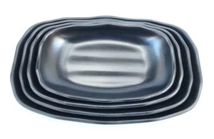 Oblong Dinner Plate Platter Sushi Sashimi BBQ Side Serving 7"~10" Melamine Black - Picture 1 of 12