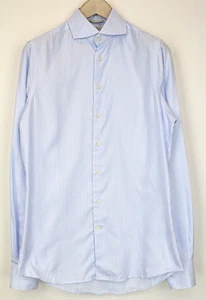 Suitsupply Camicia da Uomo 39L/15 1/2L Extra Slim Cotone Blu a Righe Manica - Foto 1 di 8