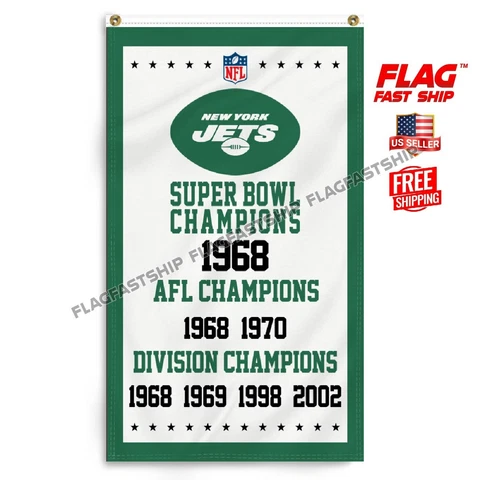 New York Jets 3x5 Ft 3x5 Flag Banner Super Bowl Champions NEW FREE Shipping Cover