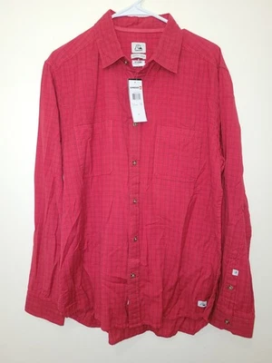 New Quiksilver Men Sound Touch Flannel LS Button Up Shirt Woven M Red Check Surf - Image 1 of 2