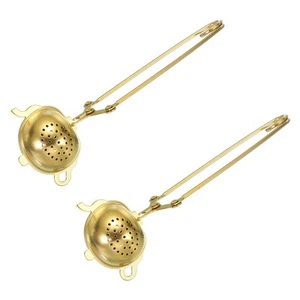 2Pcs Stainless Steel Long Handle Tea Infuser, Teapot shaped Gold - Picture 1 of 7