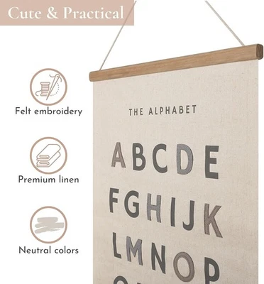 16 × 24 вышитый алфавит холст на деревянной вешалке - серый серый синий мальчиков детской - Изображение 1 из 4