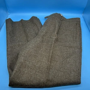 LANIFICIO DI TOLLEGNO Slacks 100% Pure Wool Pants Men’s 36x28 Brown Italian Made - Picture 1 of 22