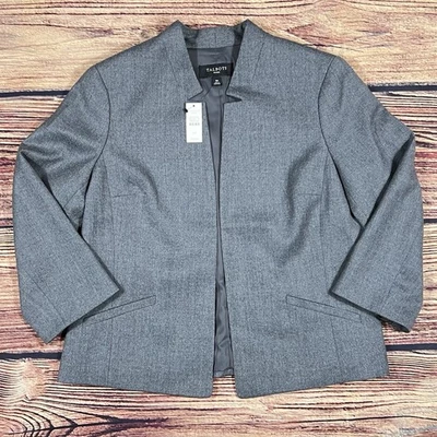 Talbots Women’s Blazer Wool Gray Notched Collar Open Front Sz 10P MSRP $199 NWT - Image 1 of 4