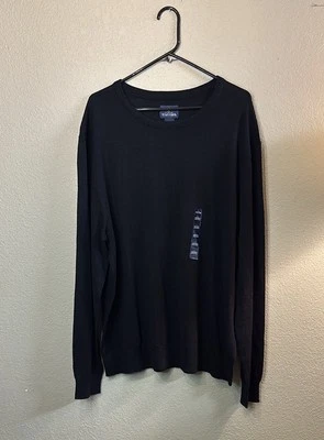 New Stafford Sweater Men’s Black Merino Wool Crew Neck Casual Knit Sz XXL - Image 1 of 4