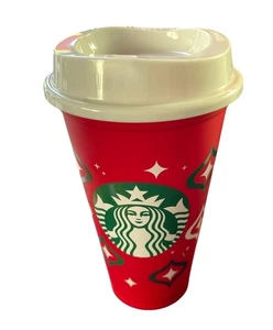 Taza de café navideña reutilizable roja Starbucks con tapa blanca 16 OZ ecológica BPA- - Imagen 1 de 6