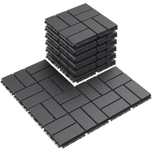Plastic Interlocking Deck Tiles, 9 Pack Outdoor Patio Flooring, 12"x12" Inter... - Picture 1 of 7