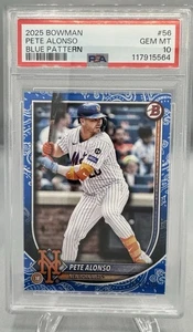 2025 Bowman Baseball Pete Alonso Blue Pattern 121/125 #56 Mets PSA 10 Pop 1! - Picture 1 of 2