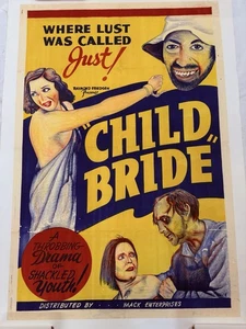 1940s Child Bride Original 27x41 Movie Poster Shirley Mills Exploitation Linen - Picture 1 of 8