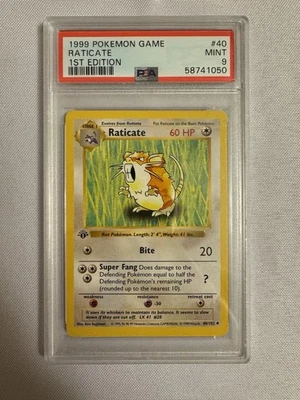 1999 Pokemon - 1st Edition Shadowless Raticate Base Set 40/102 PSA 9 Mint! WOTC - Image 1 of 4