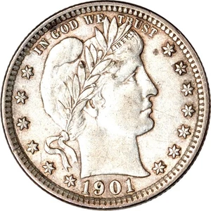 1901 25C Barber Quarter AU K18807 - Picture 1 of 2
