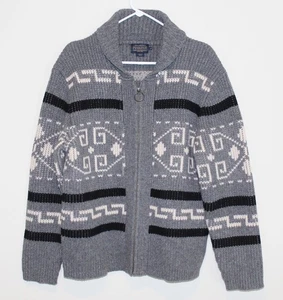 Pendleton Westerly Gray Wool Cardigan Sweater Jacket Cowichan Big Lebowski MED - Picture 1 of 7