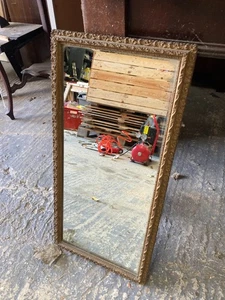 Vintage antiker Wandspiegel mit gold verziertem Holzrahmen - 30 x 62 cm - Bild 1 von 5