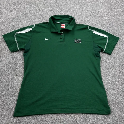 Marshall Thundering Herd Polo Shirt Men XL Green Nike Fit Dry Plain Adult Dark Cover