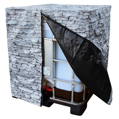 IBC Tank UV-Schutzhaube Abdeckung bedruckt Steinmuster Rocky - Bild 1 von 3