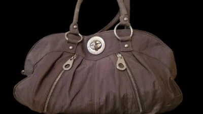 Baggalini Army Olive Green Hobo Shoulder Bag w/Nickel Hardware Orange Liner  - Image 1 of 4
