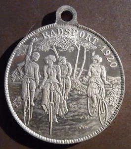 Medaille Trimmtaler Trimm Spiele Radsport 1920 Fahrrad Quick silberfarben 45 mm - Bild 1 von 2