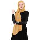 Ladies Women Hijab Pleated Cross Chiffon Scarf Sarong Shawl Vintage Wrap Plain