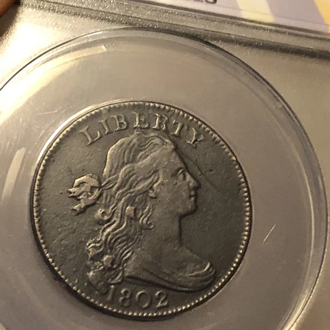 1802 Draped Bust  Large Cent S-239 R-3 Elephant Trunk Variety ANACS Vf35 Details Cover