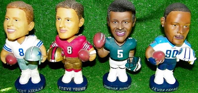 Troy Aikman Young McNabb Kearse Star Bobblehead Lote (4) NFL Bobble Dobbles Foto 1 de 4