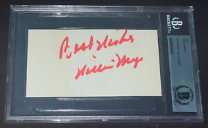 Willie Mays Signed Autographed Cut " Best Wishes 1960s Sig" BECKETT BAS Grade 10