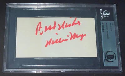 Willie Mays Signed Autographed Cut " Best Wishes 1960s Sig" BECKETT BAS Grade 10 - Image 1 of 3
