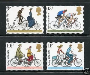 Conjunto completo de estampillas de ciclismo de Gran Bretaña MNH #843-846 - Imagen 1 de 1