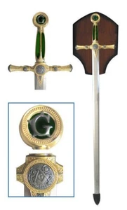 Spada massonica massonica massonica cavaliere templare medievale massoneria cerimoniale verde - Foto 1 di 1