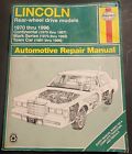 Haynes LINCOLN rear wheel drive 1970-1996 Automotive Repair Manual #59010
