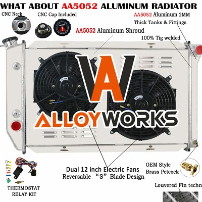 4-ROW RADIATOR+SHROUD FAN+RELAY FIT 72-79 FORD LTD II RANCHERO LINCOLN MARK V V8 - Image 1 of 4