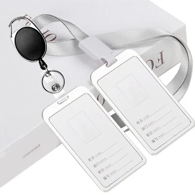 Porta insignia de identificación de trabajo de metal, retráctil con cordones de clip (bule 2 piezas) Foto 1 de 4