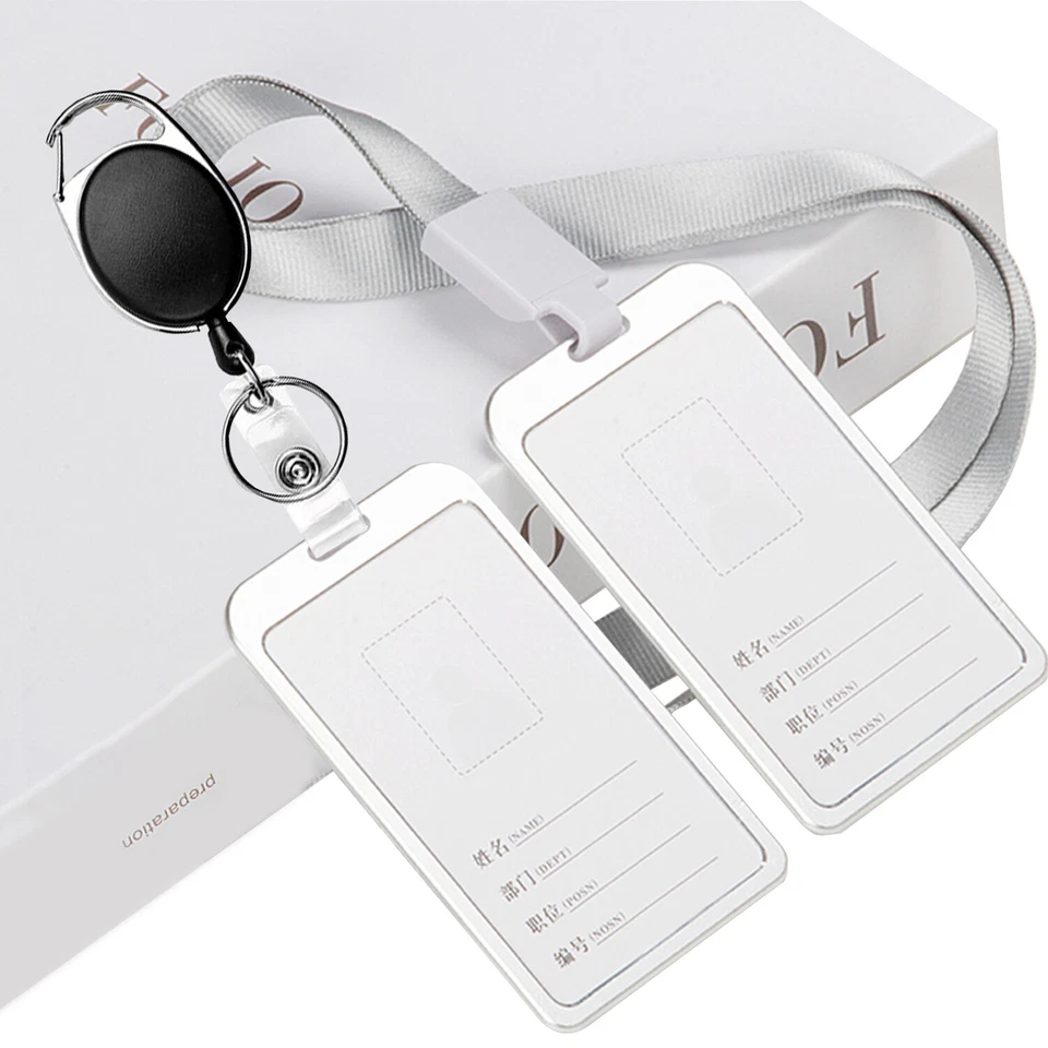 Porta insignia de identificación de trabajo de metal, retráctil con cordones de clip (negro, 2 piezas) Foto 1 de 4