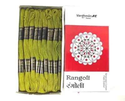 Rangoli Threads Stranded Cotton Floss Cross Stitch Thread Hand Embroidery Green - Image 1 of 3