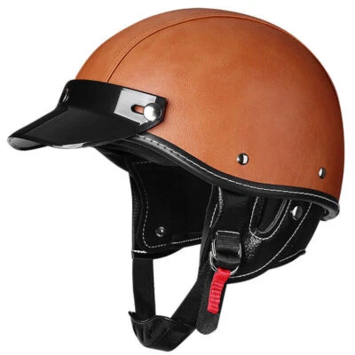 DOT винтажный мотоциклетный полуоткрытый шлем кожаный скутер медный реактивный шлем - Изображение 1 из 4