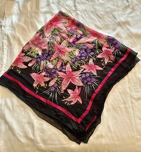 Zandra Rhodes London Vintage Floral 100% Silk Scarf - Picture 1 of 3
