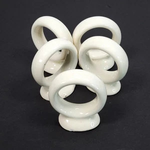 Vtg O'roark 1982 White Ceramic Napkin Ring Set Tableware Decor Retro Lot of 5 - Picture 1 of 8