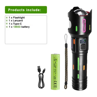 Linterna Fluorescente Recargable 26650 Táctica LED Potente Antorcha Zoomable Foto 1 de 4
