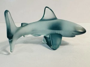 STUNNING Lalique Crystal 4.5” Persepolis Blue Shark Mint Condition w/Base Pads - Picture 1 of 11